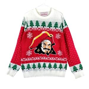 Captain Morgan Ugly Christmas Holiday Sweater Pirate‎ Face Knit Top Men's Large